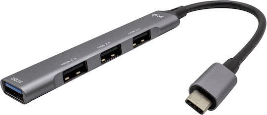 i-tec USB-C Metal HUB USB 3.0 Hub 4 Θυρών με σύνδεση USB-C Γκρι - Image 1