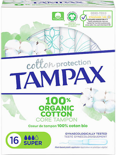 Tampax Cotton Protection 100% Organic Super για Αυξημένη Ροή 16τμχ - Image 1