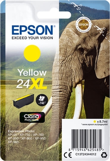 Epson 24XL Γνήσιο Μελάνι Εκτυπωτή InkJet Κίτρινο (C13T24344010 C13T24344012) - Image 1