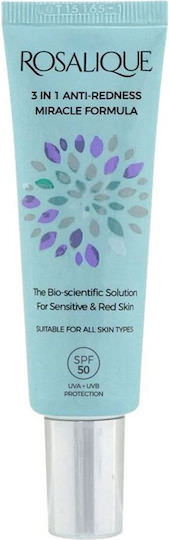 Rosalique 3 in 1 Anti-Redness Miracle Formula 24ωρη Κρέμα Προσώπου Ημέρας με SPF50 κατά των Ατελειών & της Ερυθρότητας με Πανθενόλη 30ml - Image 1