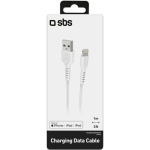 SBS USB to Lightning Cable Λευκό 1m (CABLEUSBIP589W) - Image 2