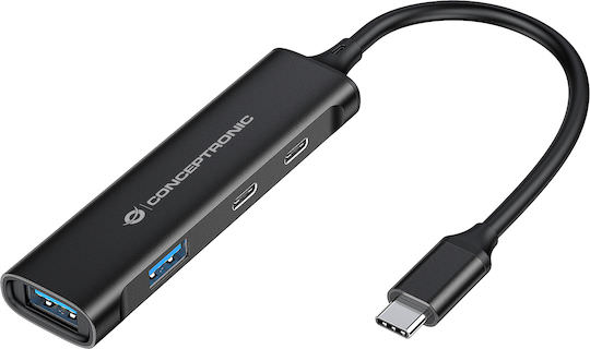 Conceptronic USB 3.2 Hub 4 Θυρών με σύνδεση USB-C Γκρι - Image 1
