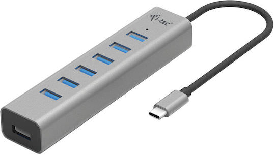 i-tec USB 3.2 Hub 7 Θυρών με σύνδεση USB-C & Θύρα Φόρτισης Ασημί - Image 1