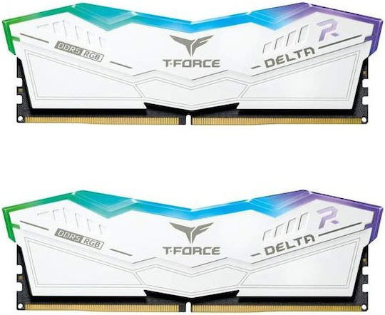 TeamGroup Delta RGB White DDR5 32GB RAM με 2x16GB Modules και Ταχύτητα 6000 για Desktop - Image 1