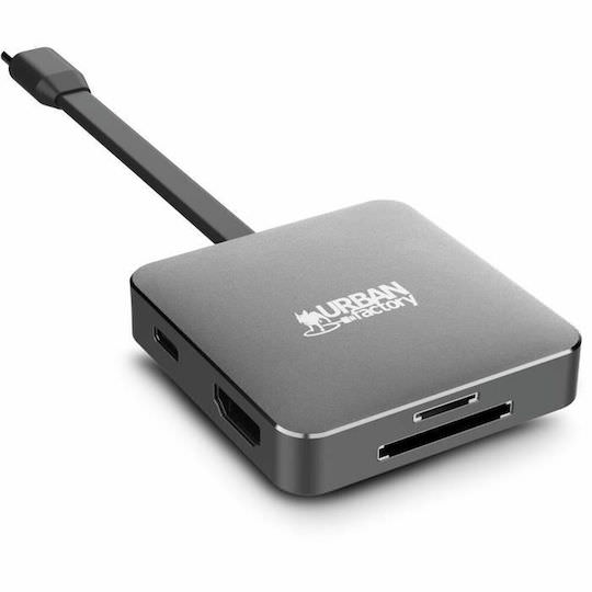 Urban Factory Hubee Light USB-C Docking Station με HDMI 4K PD Ασημί - Image 1