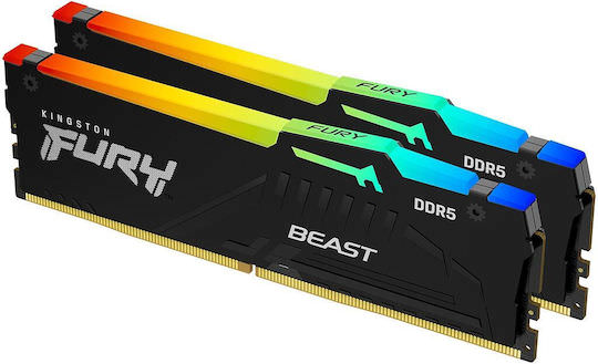 Kingston Fury Beast RGB DDR5 16GB RAM με 2x8GB Modules και Ταχύτητα 5600 για Desktop - Image 1