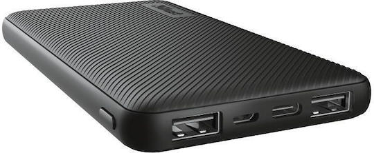 Trust Primo Ultra-thin Power Bank 10000mAh 15W με 2 Θύρες USB-A και Θύρα USB-C Μαύρο - Image 1
