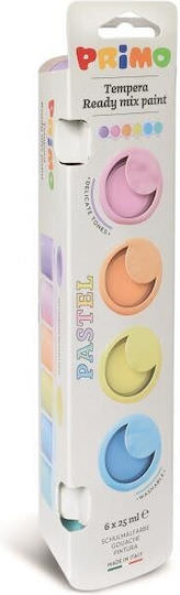 Primo Τέμπερες Ζωγραφικής Πολύχρωμες Παστέλ σε Βαζάκι 25ml 6τμχ - Image 1