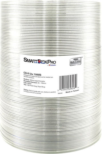Verbatim SmartDisk Pro Εγγράψιμα CD-R 52x Printable 700MB 100τμχ - Image 1