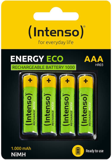 Intenso Energy Eco Επαναφορτιζόμενες Μπαταρίες AAA Ni-MH 1000mAh 1.2V 4τμχ - Image 1