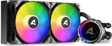 Sharkoon S80 RGB Υδρόψυξη Επεξεργαστή Διπλού Ανεμιστήρα 120mm για Socket AM4/AM5/1700/1200/115x - Image 1