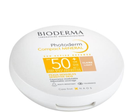 Bioderma Photoderm Compact Mineral Mineral Αδιάβροχη Αντηλιακή Πούδρα Προσώπου SPF50 με Χρώμα Light 10gr - Image 1