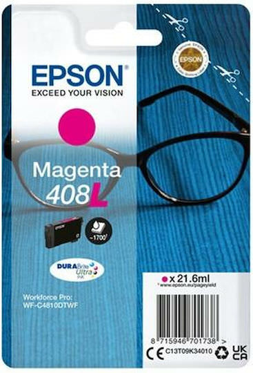 Epson 408L Γνήσιο Μελάνι Εκτυπωτή InkJet Ματζέντα (C13T09K34010) - Image 1