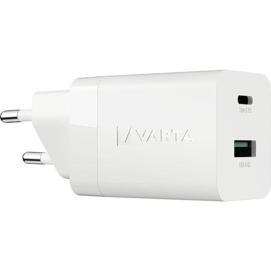 Varta Φορτιστής Χωρίς Καλώδιο GaN με Θύρα USB-A και Θύρα USB-C 20W Λευκός (57955 101 111) - Image 1