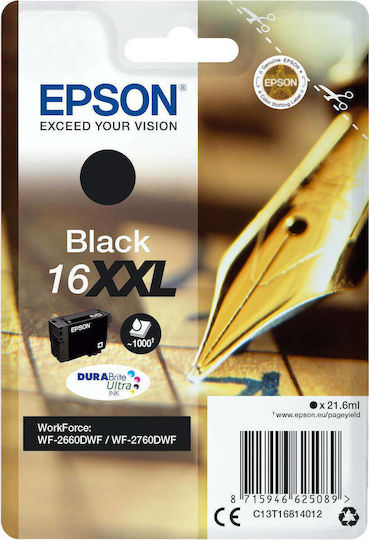 Epson 16XXL Γνήσιο Μελάνι Εκτυπωτή InkJet Μαύρο (C13T16814010 C13T16814012) - Image 1
