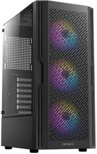 Antec AX20 Gaming Midi Tower Κουτί Υπολογιστή με Πλαϊνό Παράθυρο και RGB Φωτισμό Μαύρο - Image 1