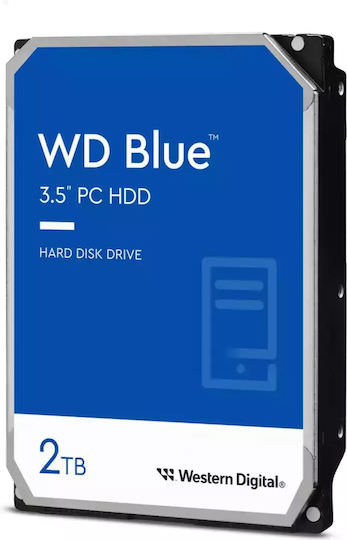 Western Digital Blue CMR 2TB HDD Σκληρός Δίσκος 3.5" SATA III 5400rpm με 64MB Cache για Καταγραφικό - Image 1