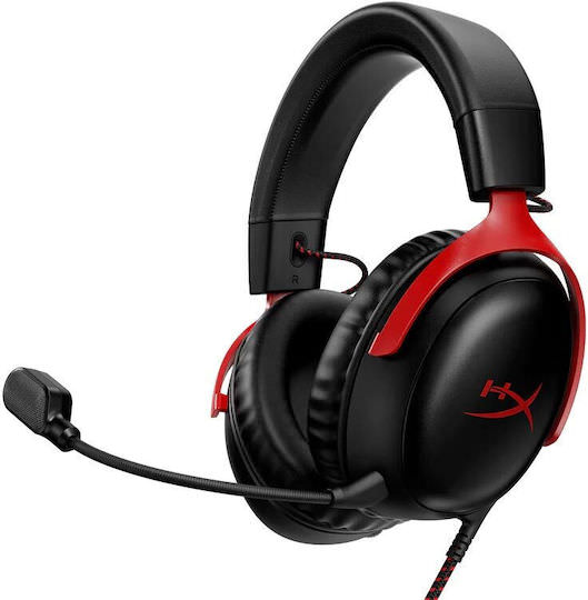 HyperX Cloud III Over Ear Gaming Headset με σύνδεση 3.5mm / USB Μαύρο / Κόκκινο - Image 1