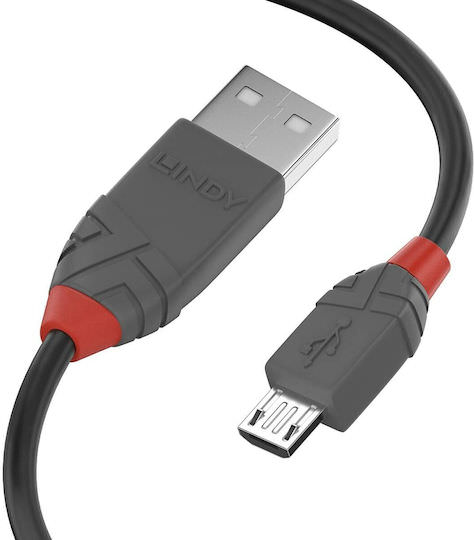 Lindy Regular USB 2.0 to micro USB Cable Μαύρο 3m (36734) - Image 1