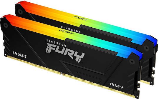 Kingston Fury Beast DDR4 32GB RAM με 2x16GB Modules και Ταχύτητα 3600 για Desktop - Image 1