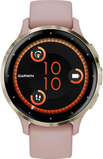 Garmin Venu 3S Stainless Steel 41mm Αδιάβροχο Smartwatch με Παλμογράφο (Soft Gold Stainless Steel Bezel with Dust Rose Case and Silicone Band) - Image 1
