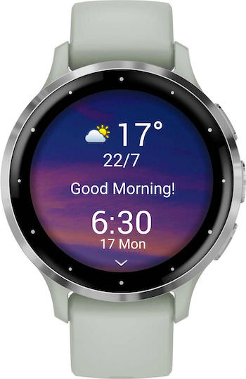 Garmin Venu 3S Stainless Steel 41mm Αδιάβροχο Smartwatch με Παλμογράφο (Silver Stainless Steel Bezel with Sage Gray Case and Silicone Band) - Image 1