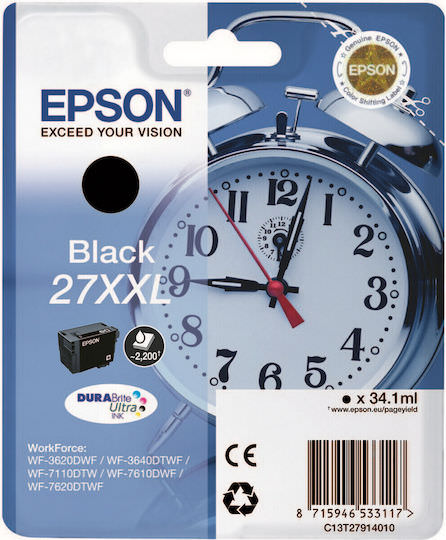 Epson 27XXL Γνήσιο Μελάνι Εκτυπωτή InkJet Μαύρο (C13T27914010 C13T27914012) - Image 1