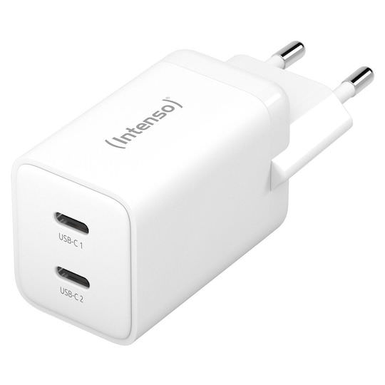 Intenso Φορτιστής Χωρίς Καλώδιο GaN με 2 Θύρες USB-C 40W Λευκός (W40CC) - Image 1