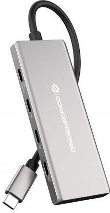 Conceptronic USB 3.2 Hub 7 Θυρών με σύνδεση USB-C & Θύρα Φόρτισης Ασημί - Image 1