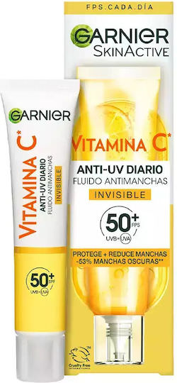 Garnier Skinactive Λεπτόρρευστη Κρέμα Προσώπου Ημέρας με SPF50 για Ενυδάτωση, Αντιγήρανση & Πανάδες με Βιταμίνη C 40ml - Image 1