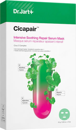 Dr. Jart+ Cicapair Intensive Sheet Μάσκα Προσώπου για Λείανση / Επανόρθωση / Ενυδάτωση / Λάμψη Με Centella Asiatica & Νιασιναμίδη 25gr - Image 1