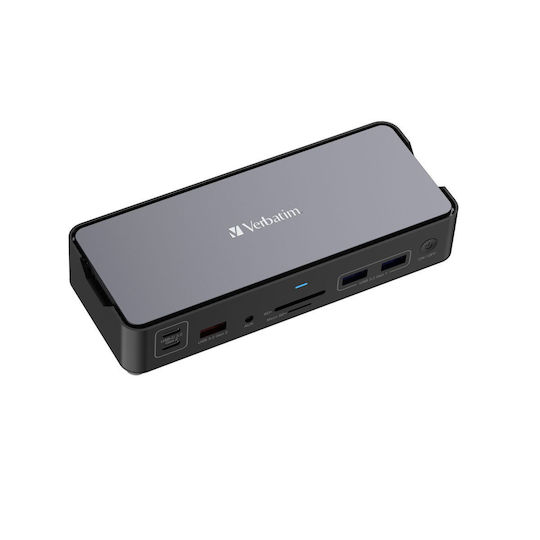 Verbatim USB-C Docking Station με HDMI/DisplayPort 4K PD Ethernet και σύνδεση 2 Οθονών Γκρι (32171) - Image 1