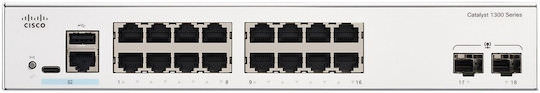 Cisco Catalyst C1300-16T-2G Managed L2 Switch με 18 Θύρες Gigabit (1Gbps) Ethernet και 2 SFP Θύρες - Image 1