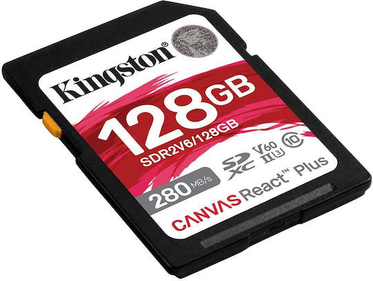 Kingston Canvas React Plus V60 SDXC 128GB Class 10 U3 V60 UHS-II - Image 1