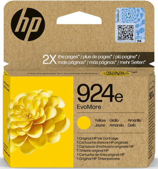 HP 924e EvoMore Γνήσιο Μελάνι Εκτυπωτή InkJet Κίτρινο (4K0U9NE) - Image 1