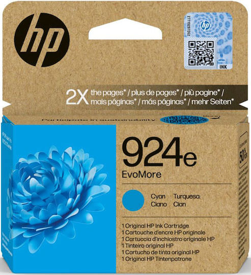 HP 924e EvoMore Γνήσιο Μελάνι Εκτυπωτή InkJet Κυανό (4K0U7NE) - Image 1