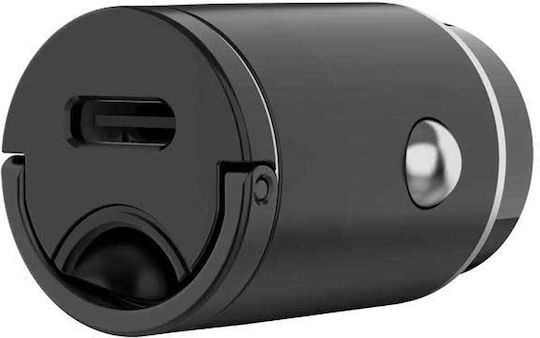 Celly Φορτιστής Αυτοκινήτου 30W με μία Θύρα: 1xType-C Μαύρος - Image 1