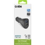 SBS Φορτιστής Αυτοκινήτου 12W με Θύρες: 2xUSB Μαύρος - Image 3