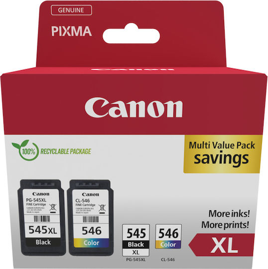 Canon PG-545/CL-546XL Γνήσιο Πακέτο 2 Μελανιών Εκτυπωτή InkJet Μαύρο / Πολλαπλό (Color) (8286B012) - Image 1