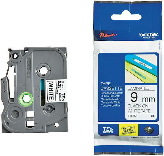 Brother Tze-221 Ταινία Ετικετογράφου σε Μαύρο Χρώμα - Image 1