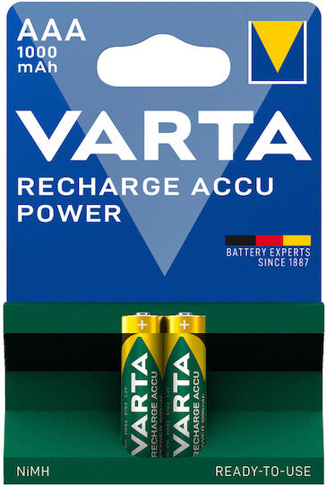 Varta Rechargeable Accu Επαναφορτιζόμενες Μπαταρίες AAA Ni-MH 1000mAh 1.2V 2τμχ - Image 1