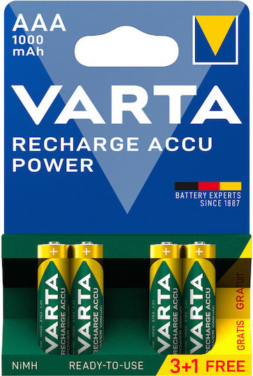Varta Rechargeable Accu Επαναφορτιζόμενες Μπαταρίες AAA Ni-MH 1000mAh 1.2V 4τμχ - Image 1