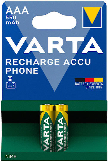 Varta Rechargeable Accu Phone Επαναφορτιζόμενες Μπαταρίες AAA Ni-MH 550mAh 1.2V 2τμχ - Image 1