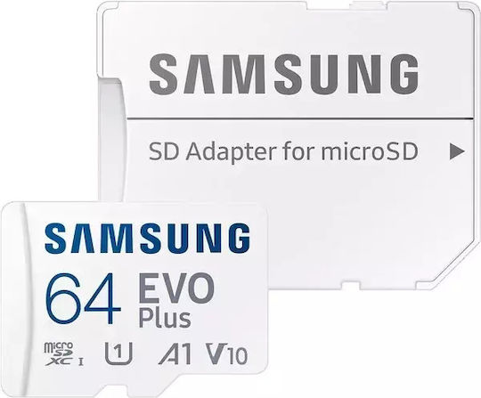 Samsung Evo Plus microSDXC 64GB Class 10 U1 V10 A1 UHS-I με αντάπτορα - Image 1
