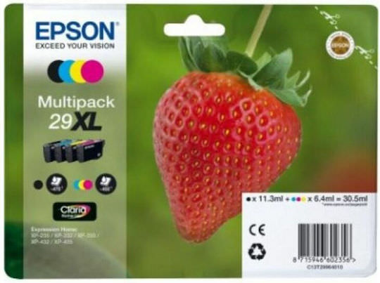 Epson 29XL Γνήσιο Πακέτο 4 Μελανιών Εκτυπωτή InkJet Κίτρινο / Κυανό / Ματζέντα / Μαύρο (C13T29964010 C13T29964012) - Image 1