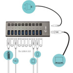 i-tec USB 3.0 Hub 10 Θυρών με σύνδεση USB-A & Θύρα Φόρτισης και Εξωτερική Παροχή Ρεύματος - Image 4