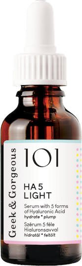 Geek & Gorgeous HA 5 Light Καταπραϋντικό & Ενυδατικό Serum Προσώπου με Υαλουρονικό Οξύ για Αποτοξίνωση 30ml - Image 1
