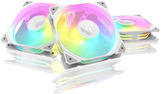 Asus TUF Gaming TR120 ARGB Case Fan με Σύνδεση 4-Pin PWM 3τμχ Λευκό - Image 1