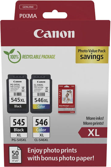 Canon Pg-545 Xl Cl-546 Xl Γνήσιο Photo Value Pack με 1 Μελάνι InkJet Κυανό (8286B011) - Image 1