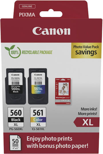 Canon PG-560XL Γνήσιο Photo Value Pack με 1 Μελάνι InkJet Μαύρο (3712C008) - Image 1